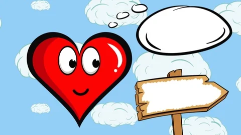 Heart character and clouds sky Stock Footage 111484414
