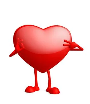 Heart character with best sign pose Illustrazione stock