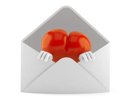 Heart character inside envelope Stock Illustration