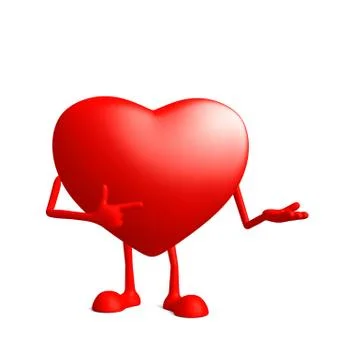 Heart character with pointing pose Stock Illustration