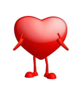 Heart character with pointing pose Illustrazione stock