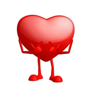 Heart character with pointing pose Stock Illustration
