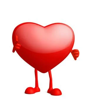 Heart character with pointing pose Stock Illustration