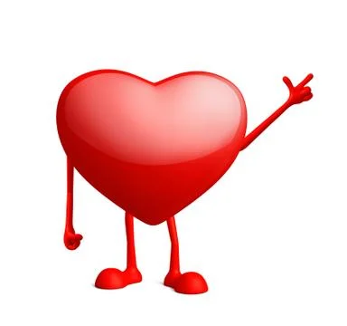Heart character with pointing pose Illustrazione stock