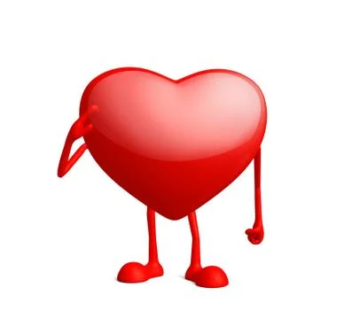 Heart character with salute pose Stock Illustration