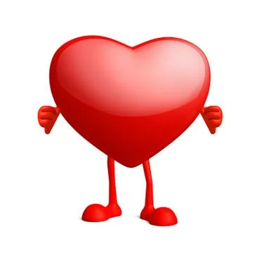 Heart character with standing pose Stock Illustration