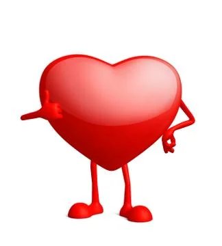 Heart character with thumbs up pose Stock Illustration