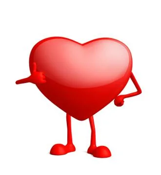 Heart character with thumbs up pose Stock Illustration