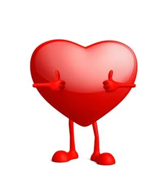 Heart character with thumbs up pose Stock Illustration