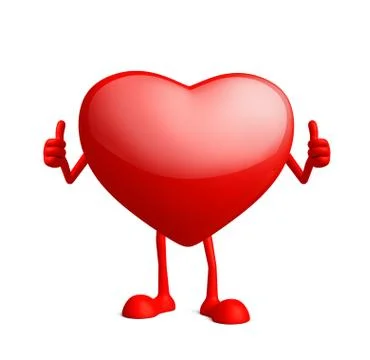 Heart character with thumbs up pose Stock Illustration