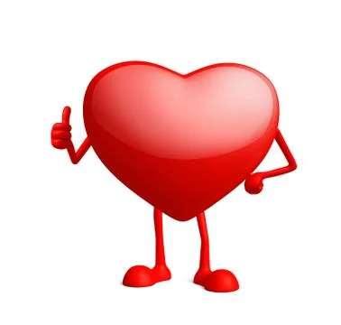 Heart character with thumbs up pose Stock Illustration