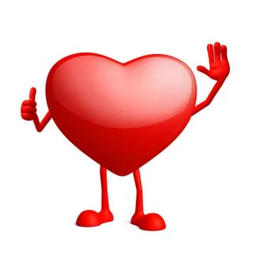 Heart character with thumbs up pose Stock Illustration