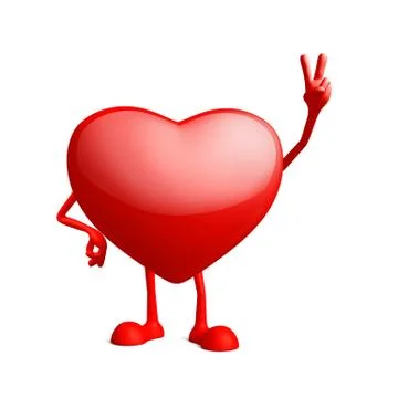Heart character with win pose Illustrazione stock