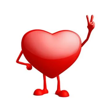 Heart character with win pose Stock Illustration