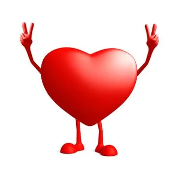 Heart character with win pose Stock Illustration