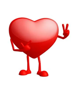 Heart character with win pose Stock Illustration