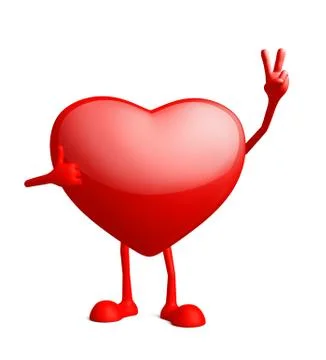 Heart character with win pose Illustrazione stock