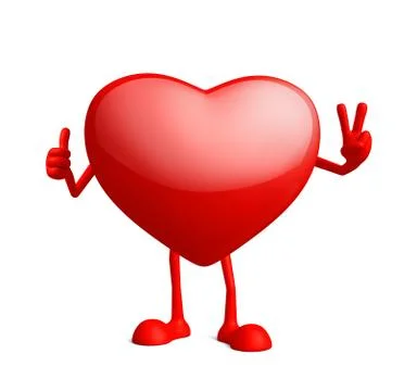 Heart character with win pose Illustrazione stock