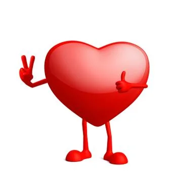 Heart character with win pose Illustrazione stock