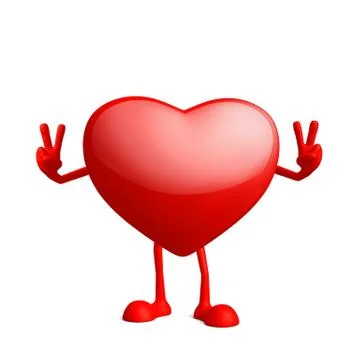 Heart character with win pose Illustrazione stock