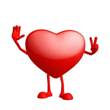 Heart character with win pose Stock Illustration