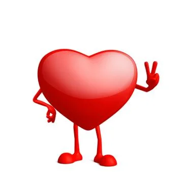 Heart character with win pose Stock Illustration