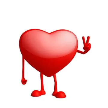 Heart character with win pose Illustrazione stock