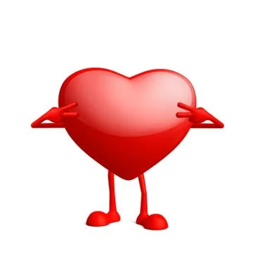 Heart character with win pose Stock Illustration