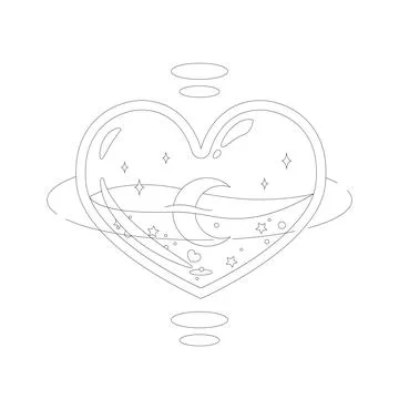 Heart charm line ver2 Stock Illustration