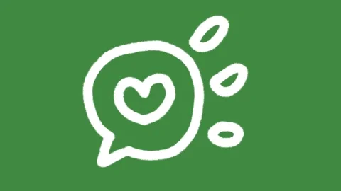 Heart chat bubble message hand-drawn cartoon graphic with chalk outline love ico Stock Footage 337785609