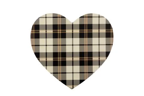 Heart with checkered pattern texture isolated on white background Stock Photos