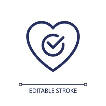 Heart checkup pixel perfect linear ui icon Stock Illustration