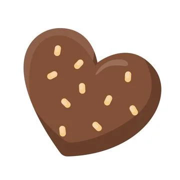 Heart chocolate cookie flat cartoon illustration Stock Illustration