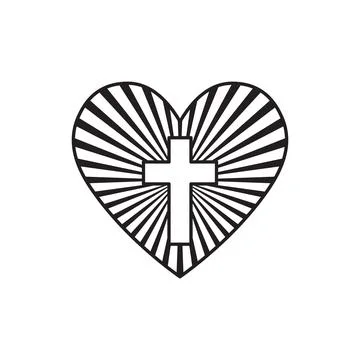 Heart with Christian cross inside. Vector illustration. Stock Illustration
