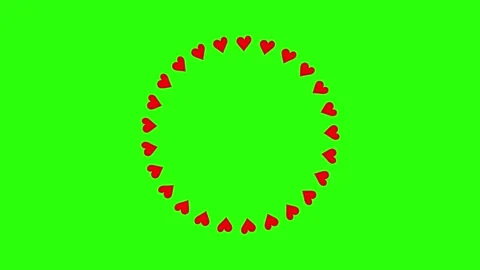 Heart Circle Border Frame Rotating on Green Background Stock Footage 290913461