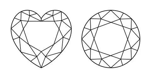 Heart, Circle diamond cut shape icons. Design diagram. Brilliant Heart, Circle Stock Illustration
