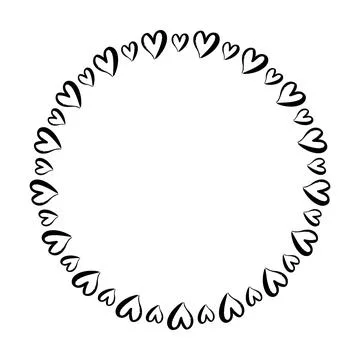 Heart circle frame border for decorative vintage element for design in vector Stock Illustration