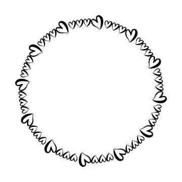 Heart circle frame border for decorative vintage element for design in vector Stock Illustration