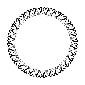 Heart circle frame border for decorative vintage element for design in vector Stock Illustration