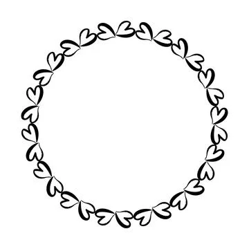 Heart circle frame border for decorative vintage element for design in vector Stock Illustration