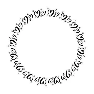 Heart circle frame border for decorative vintage element for design in vector Stock Illustration