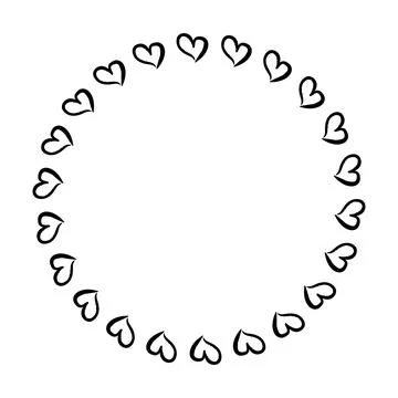 Heart circle frame border for decorative vintage element for design in vector Stock Illustration