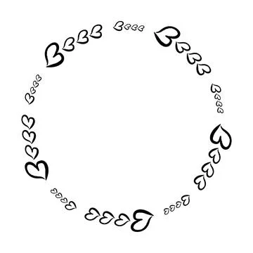 Heart circle frame border for decorative vintage element for design in vector Stock Illustration