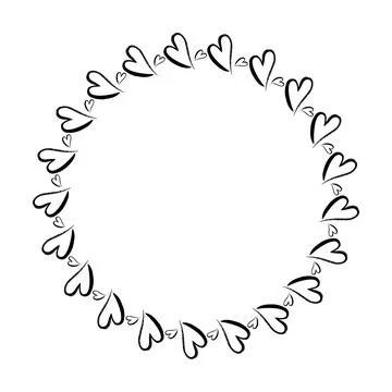 Heart circle frame border for decorative vintage element for design in vector Illustrazione stock