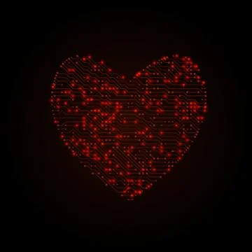 Heart Circuit Board Style Illustrazione stock