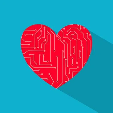 Heart circuit board technology pattern. vector illustration Stock Illustration