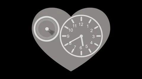 Heart with Clock Faces Animation on Black Background Видео 309885073