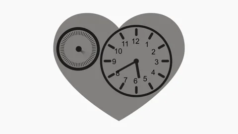 Heart with Clock Faces Animation on White Background Stock Footage 309885126
