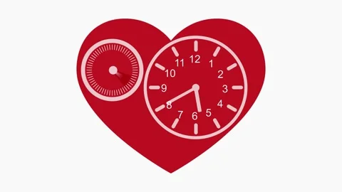 Heart with Clock Faces Animation on White Background Stock Footage 309885138