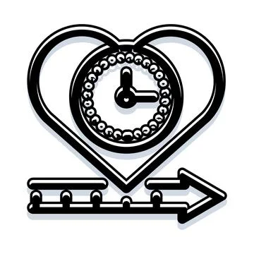 Heart clock timeline showing path forward concept Stock Illustration